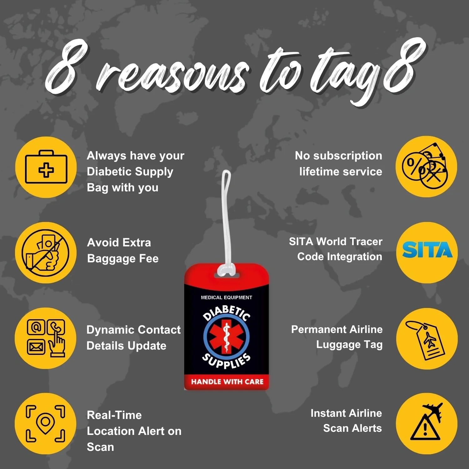 Diabetic Equipment Tag Red Color [Pack 2]